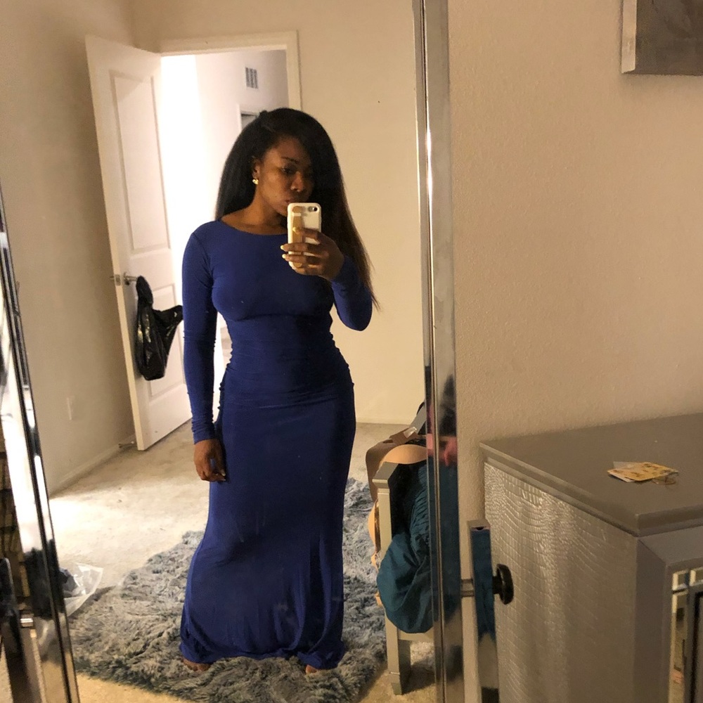 Royal blue backless Windsor dress